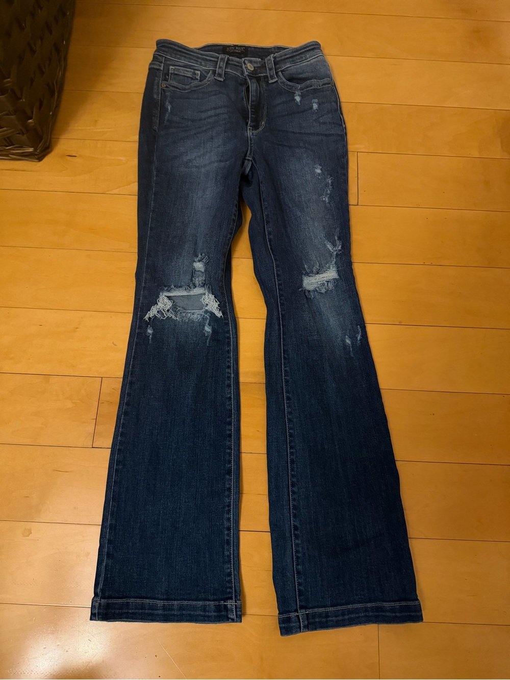 Judy Blue Dark Blue Distressed Flare Jeans
